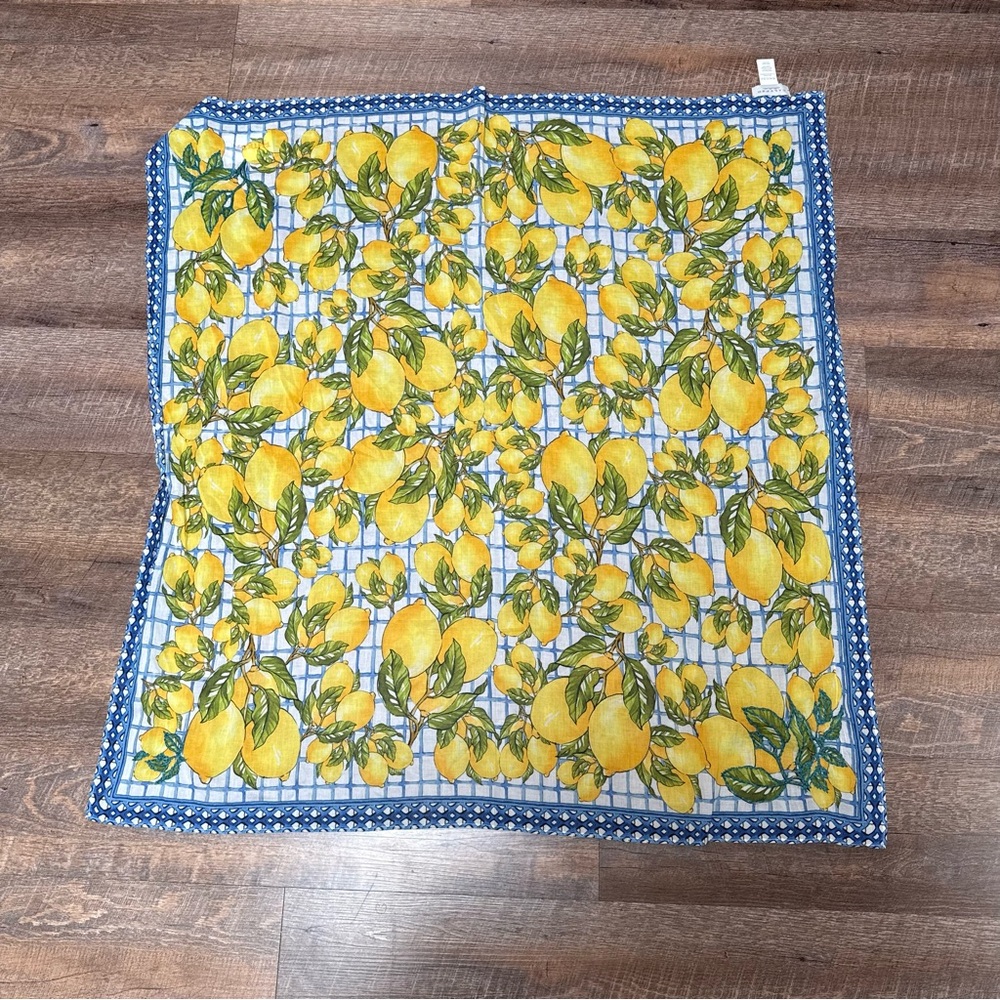 Calypso St. Barth Lemon Patterned Cotton Scarf 40in NWOT